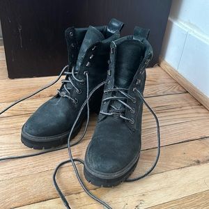 Black Timbs — waterproof, flannel lined